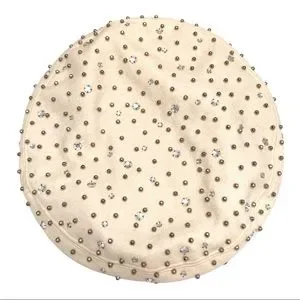 Adolfo II Cream Wool Rhinestone and Studded Hat Womans Hat Vintage Adolfo II Wool Hat: 80s Rhinestone  main image 2
